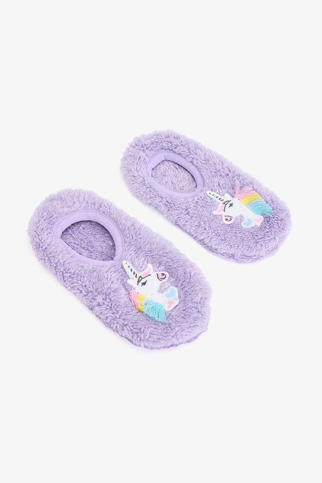 Lilac Girls Unicorn Patterned Non-Slip Sole Home Slippers Main Image