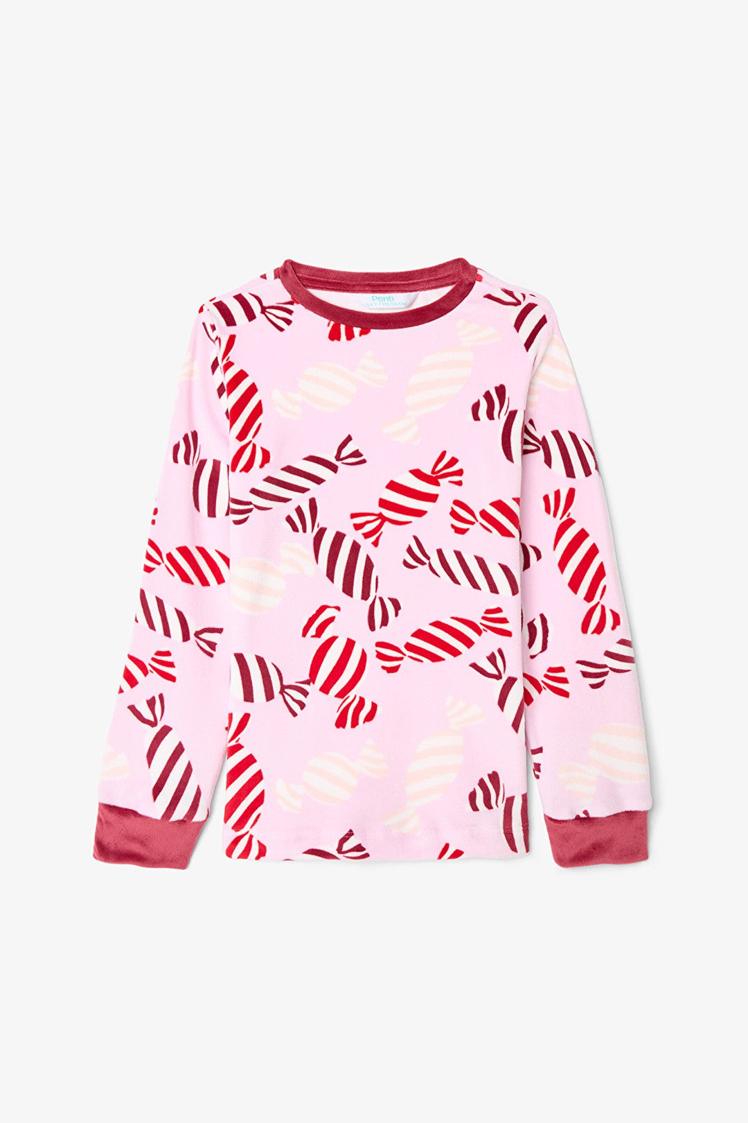 Pink Girls Candy New Year Patterned Soft Textured Pajama Set