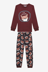 Boy Fun Fox Antique Green Thermal Pajama Set