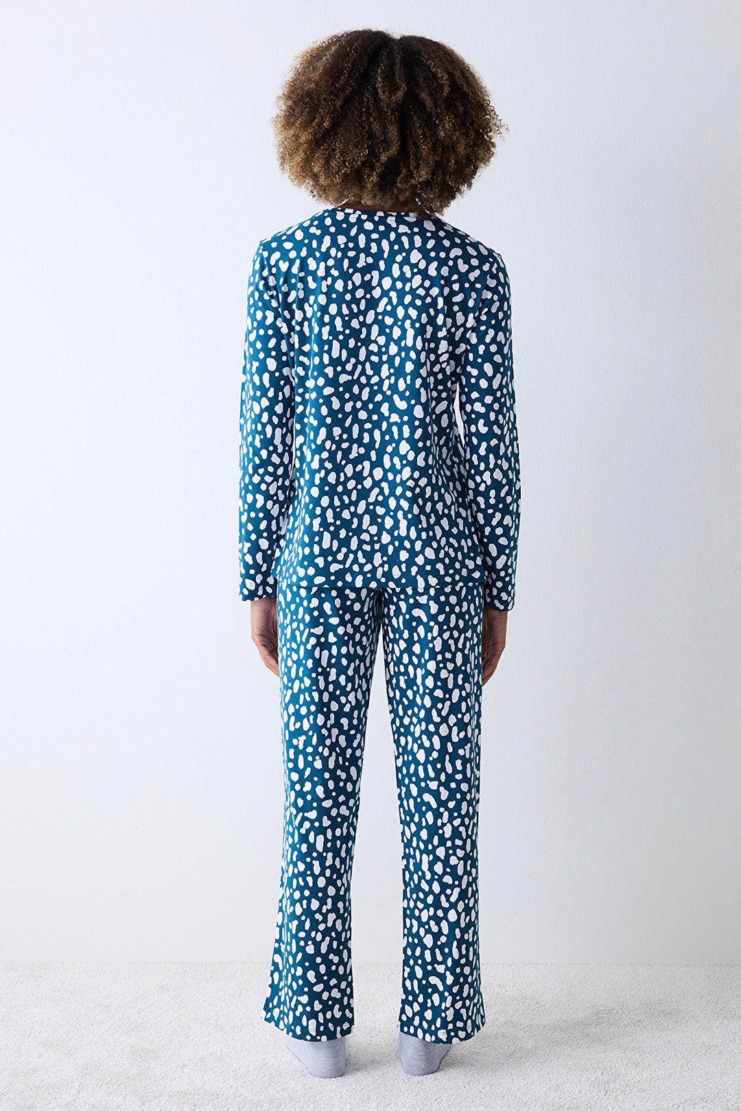 Cotton Blue Leopard Petrol Green Pants Pajama Set