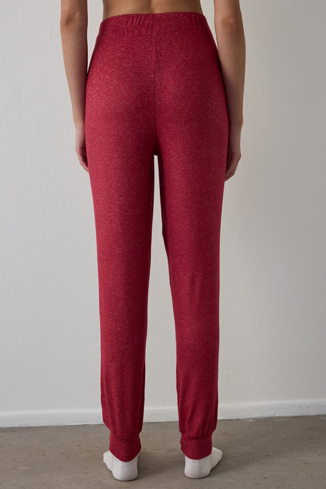 Burgundy Best Season Striped Thermal Effect Pajama Bottoms Main Image