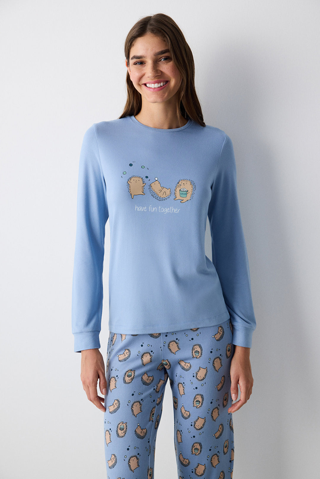 Have Fun Thermal Light Blue Pajama Top