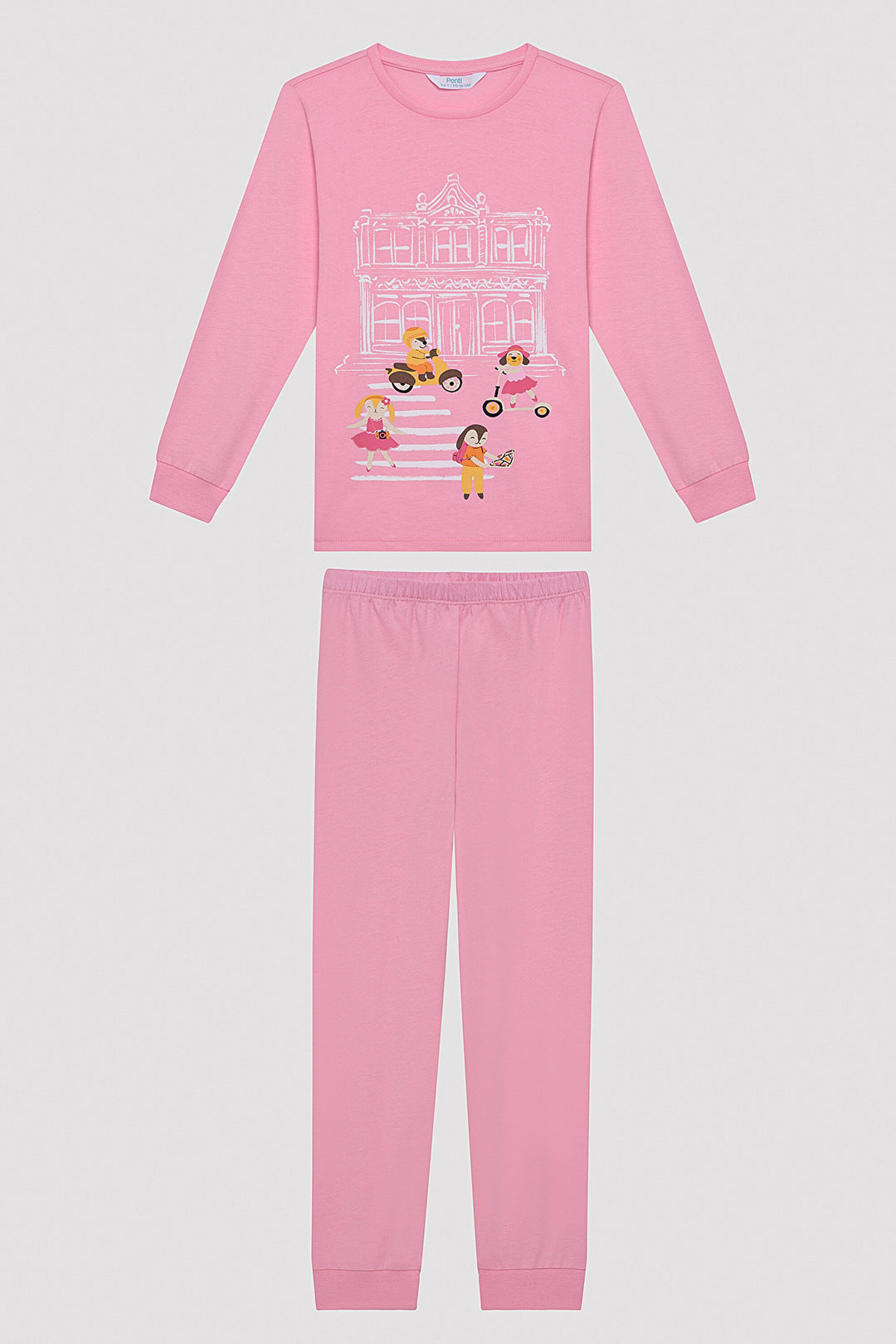 Girls Visit Museum Multicolored 2-Piece Pajama Set