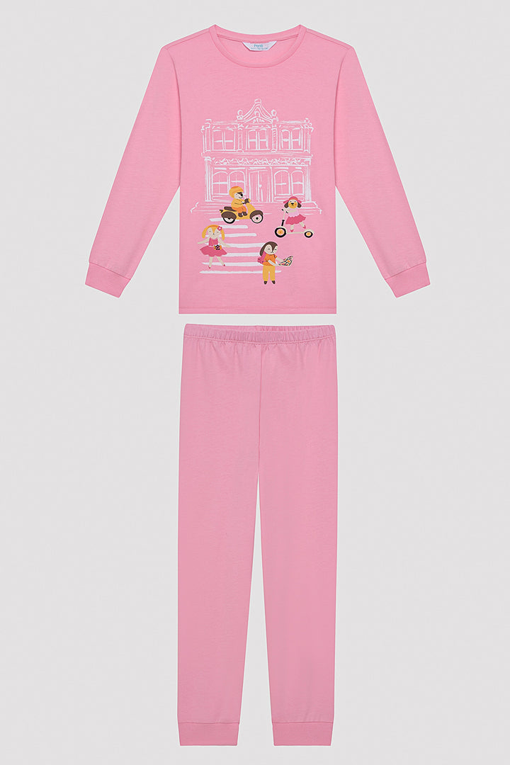 Girls Visit Museum Multicolored 2-Piece Pajama Set