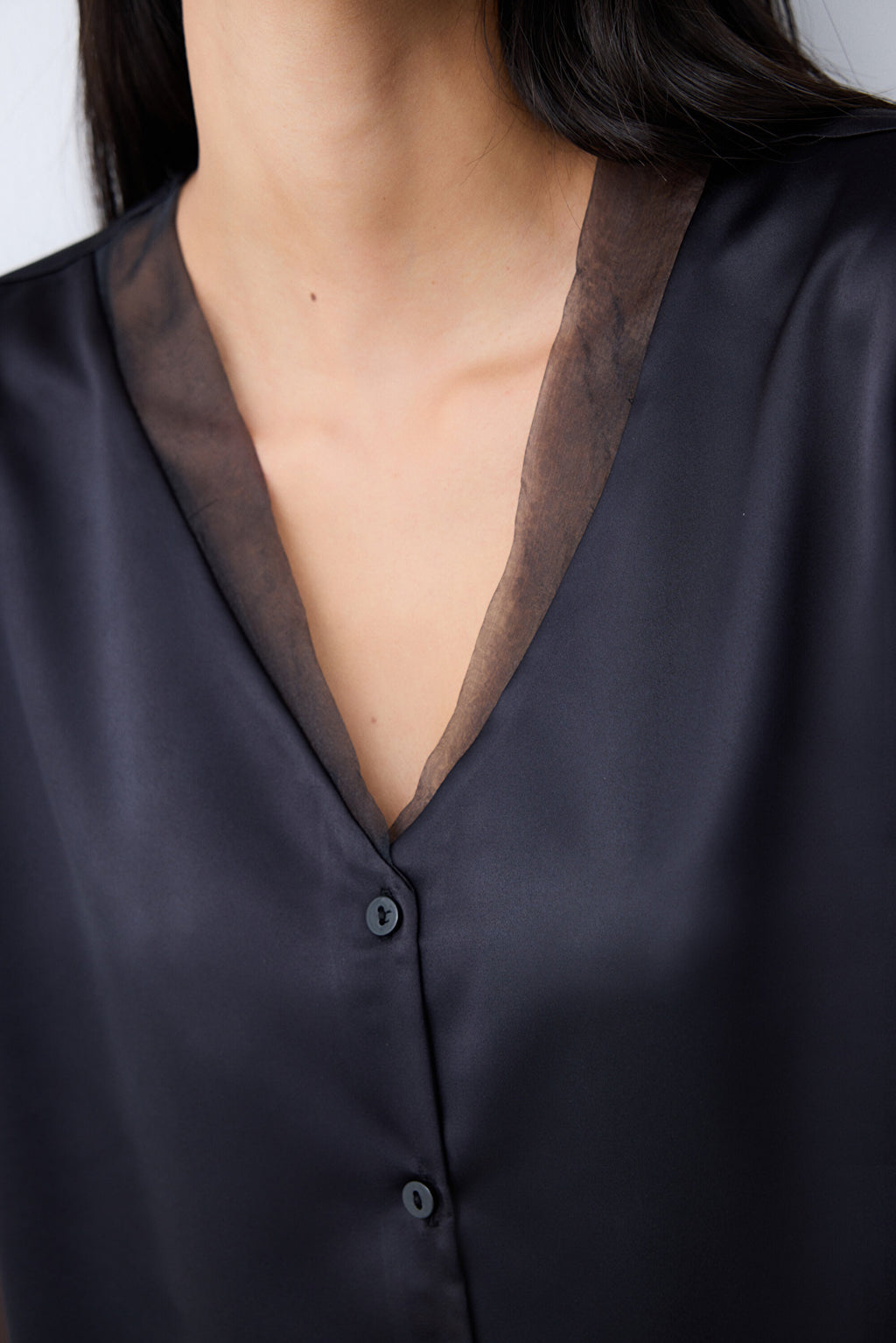 Belle Satin Black Shirt Pants Pajama Set