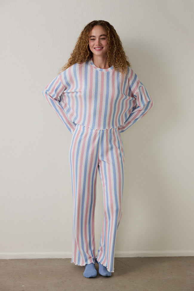 Moonlight Crew Neck Thermal Effect Pajama Set Hover Image