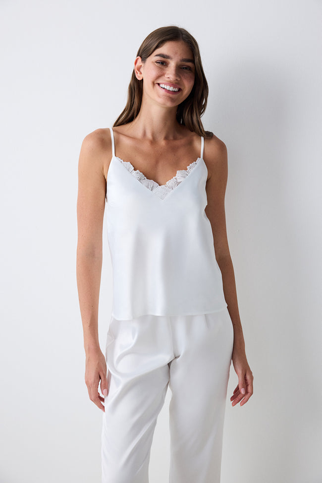 Bridal Aura White Satin Tank Main Image