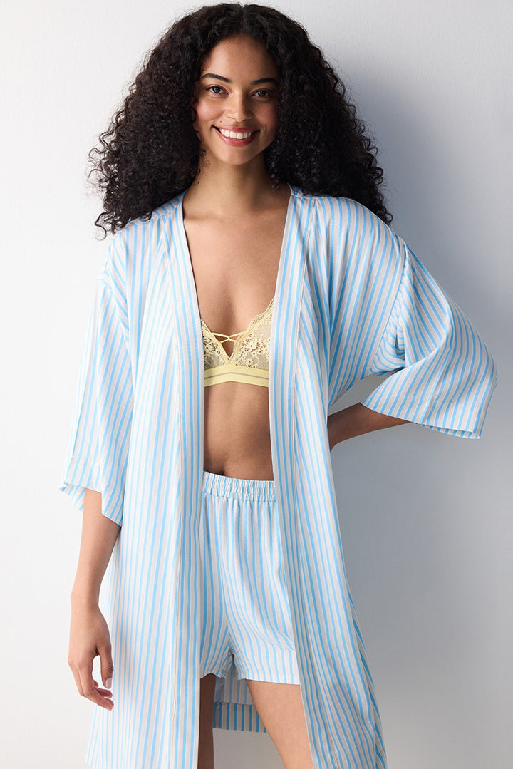 Alice Striped Blue Dressing Gown