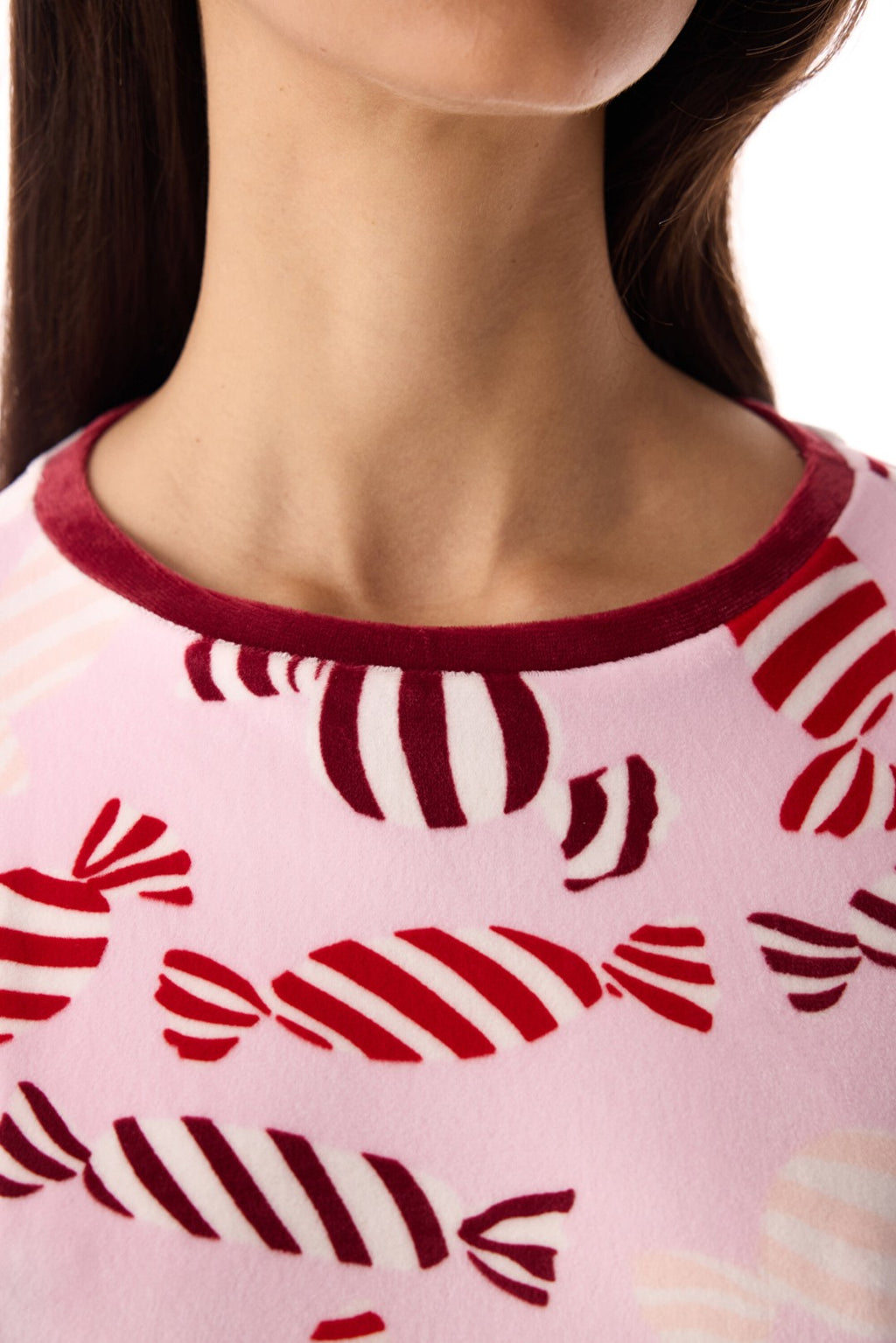 Pink Joyful Season Crew Neck Pajama Set