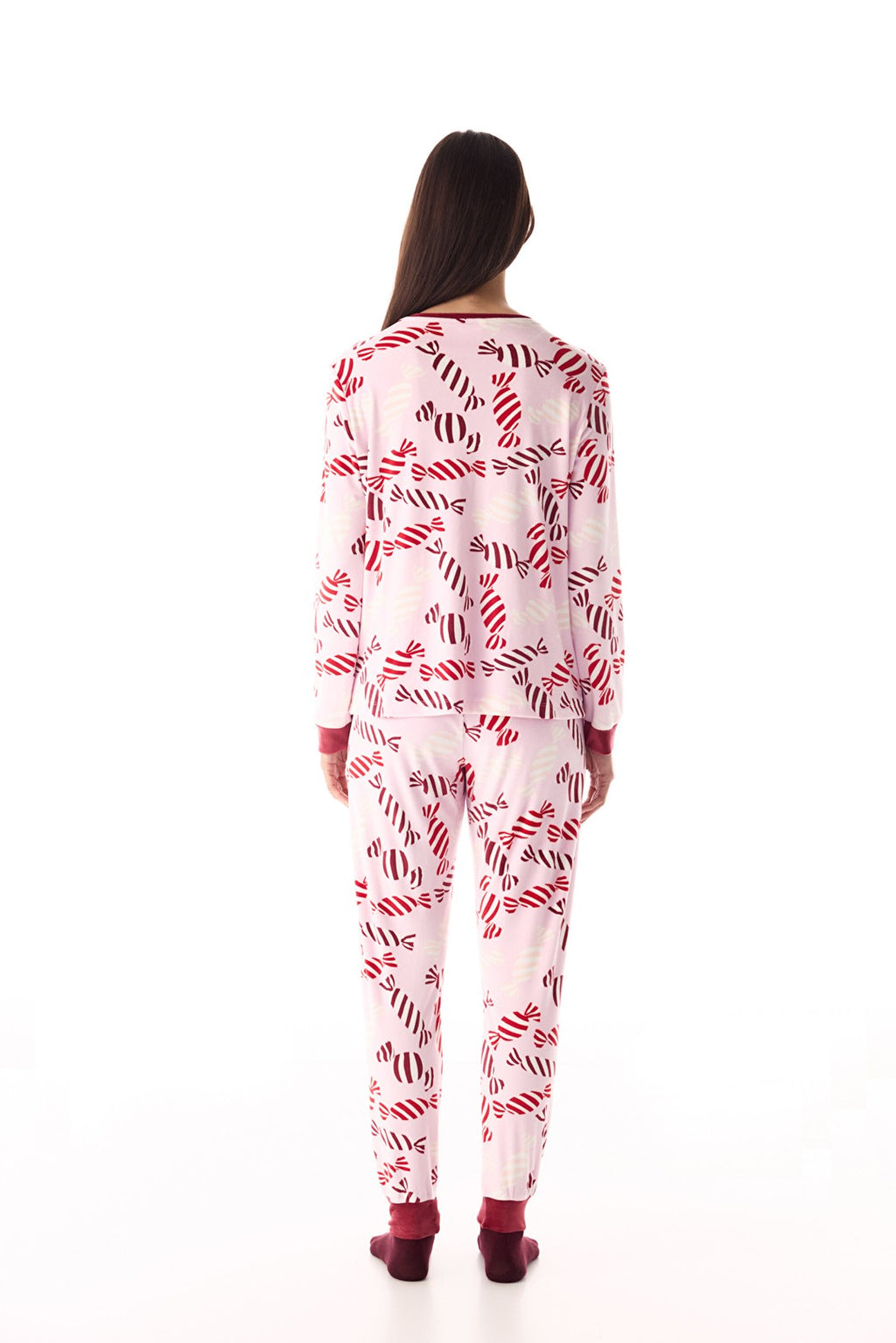 Pink Joyful Season Crew Neck Pajama Set