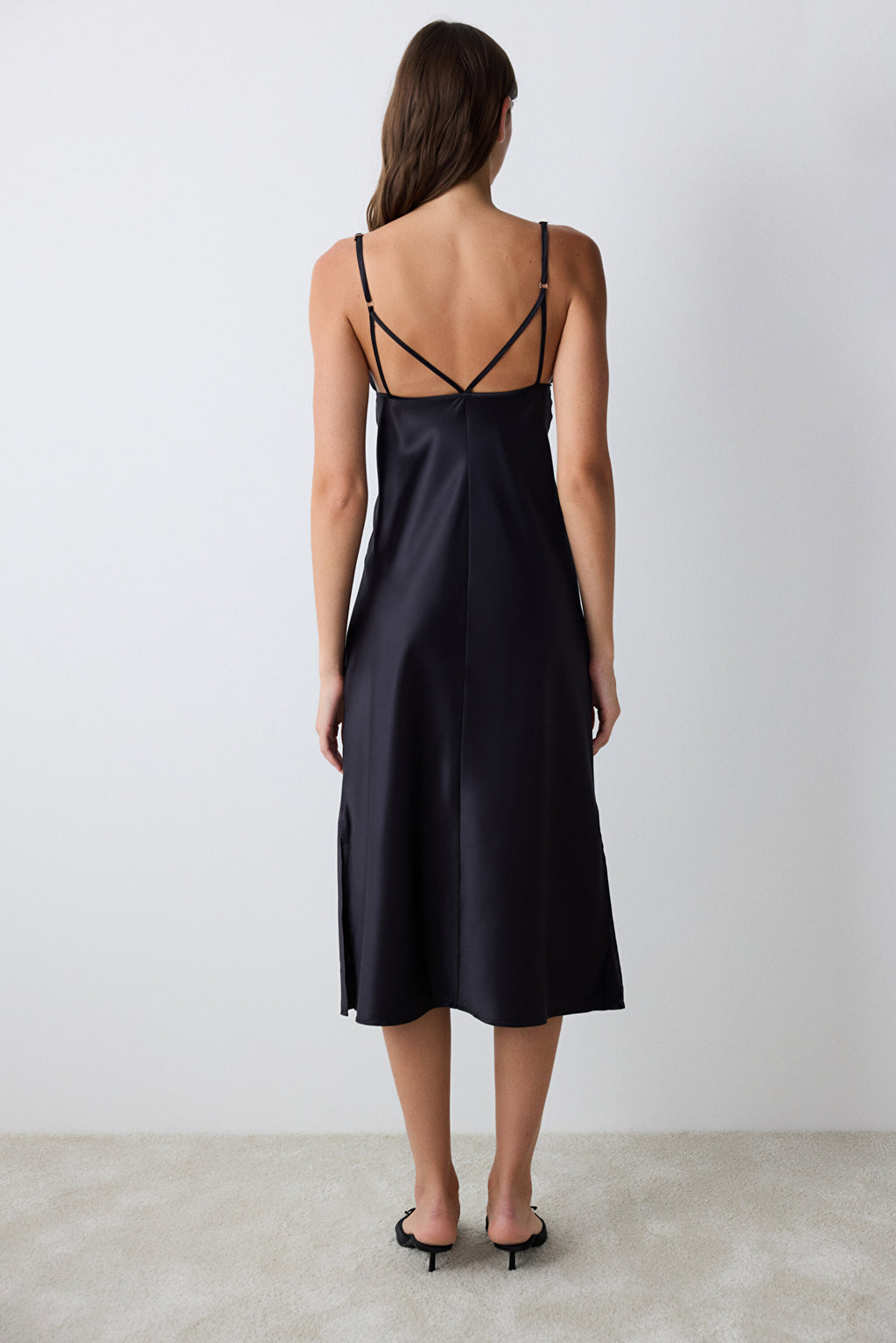 Belle Satin Black Nightgown