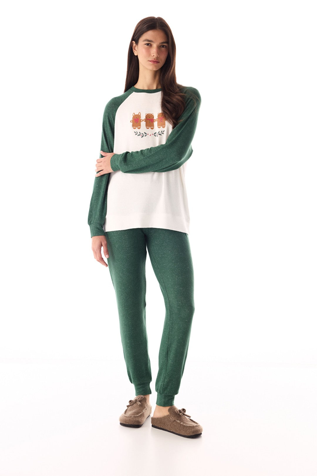 Dark Green Gingerbread Thermal Pajama Bottoms