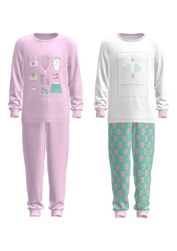 Cotton Girls Birthday Party Multicolored 2-Piece Pajama Set