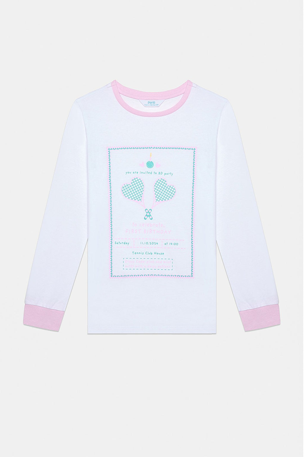 Cotton Girls Birthday Party Multicolored 2-Piece Pajama Set