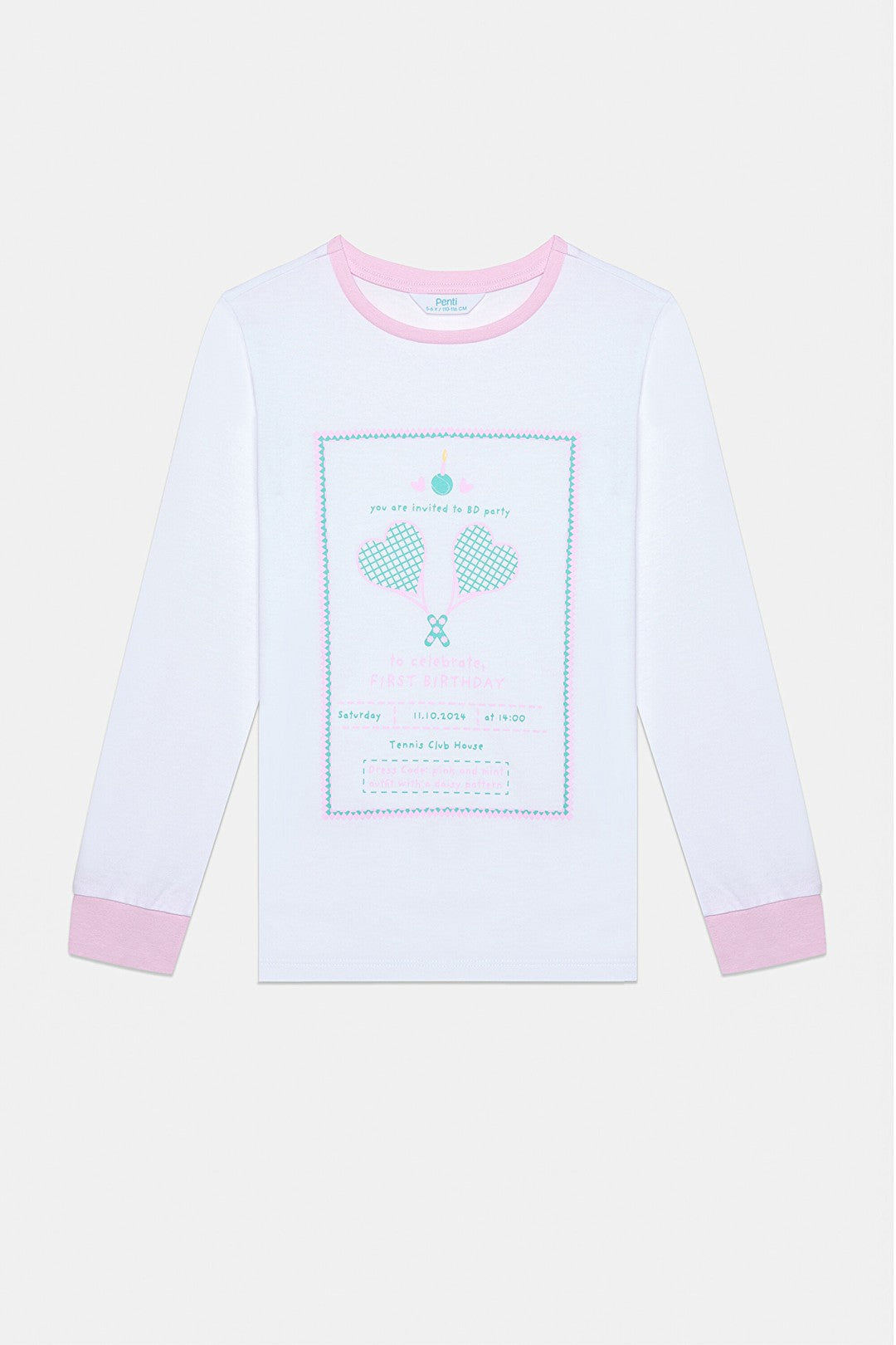 Cotton Girls Birthday Party Multicolored 2-Piece Pajama Set