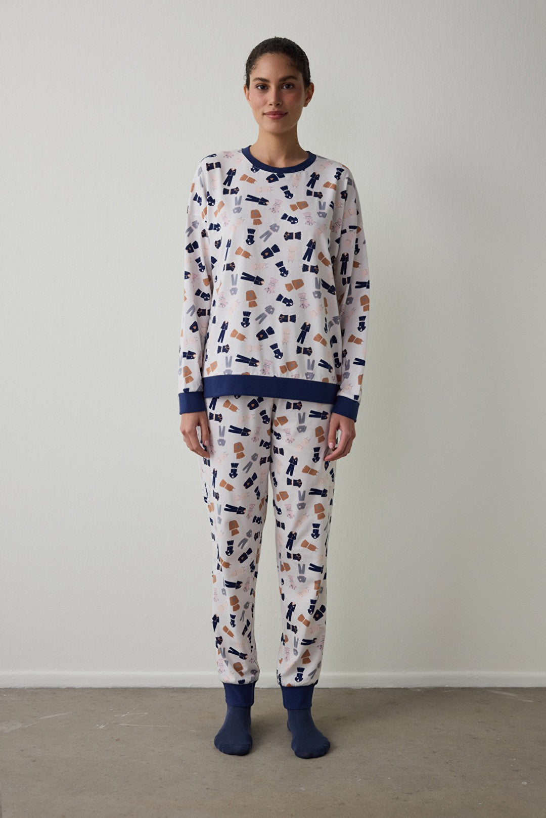 Light Pink Pajama Time Crew Neck Cotton Long-Sleeve Pajama Set