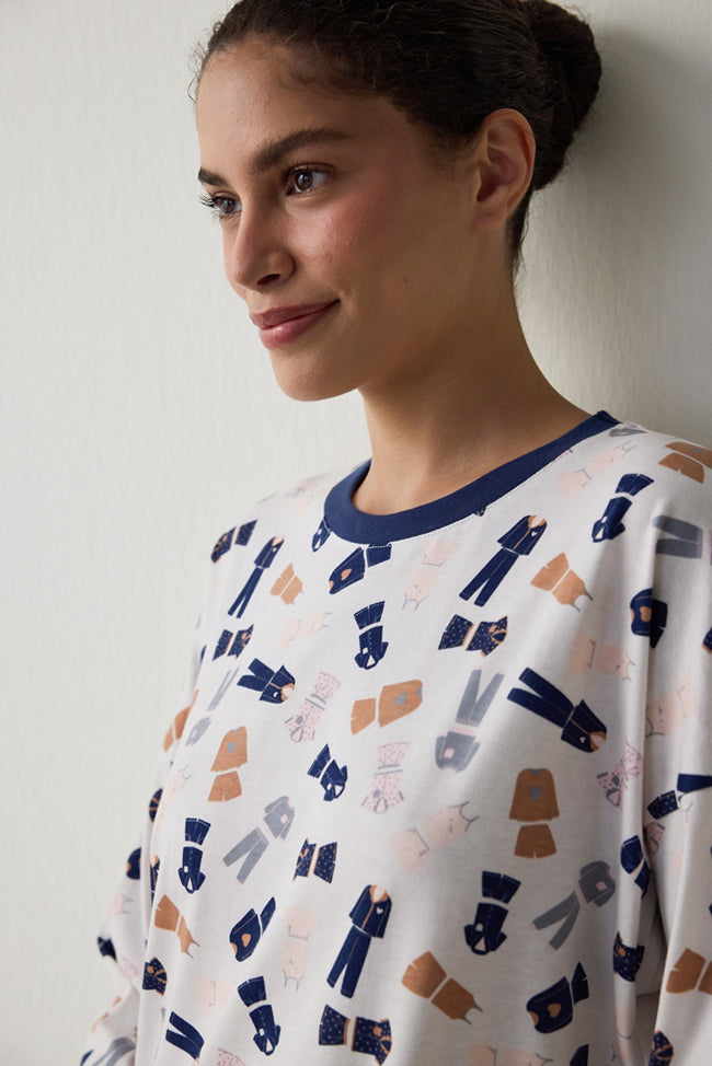 Light Pink Pajama Time Crew Neck Cotton Long-Sleeve Pajama Set Main Image