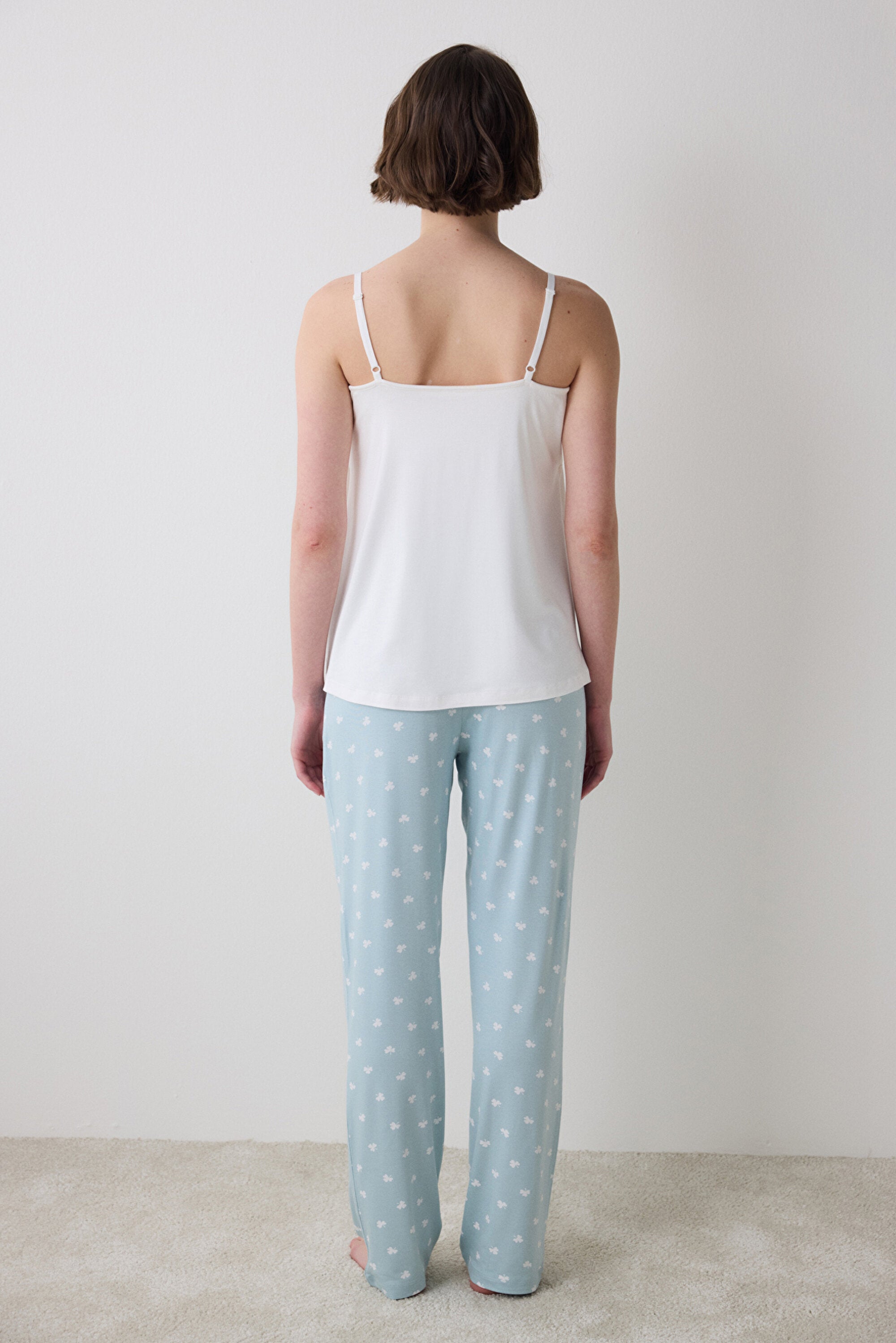 Mama Solid Off White Tank Top Pajama Top