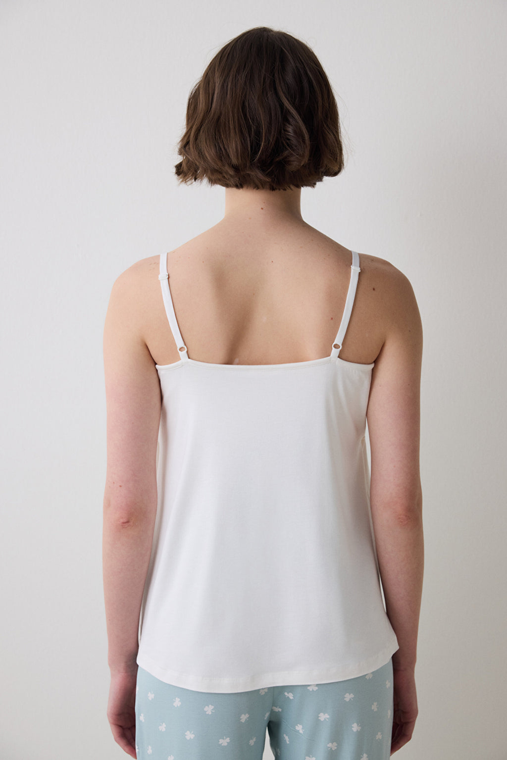 Mama Solid Off White Tank Top Pajama Top