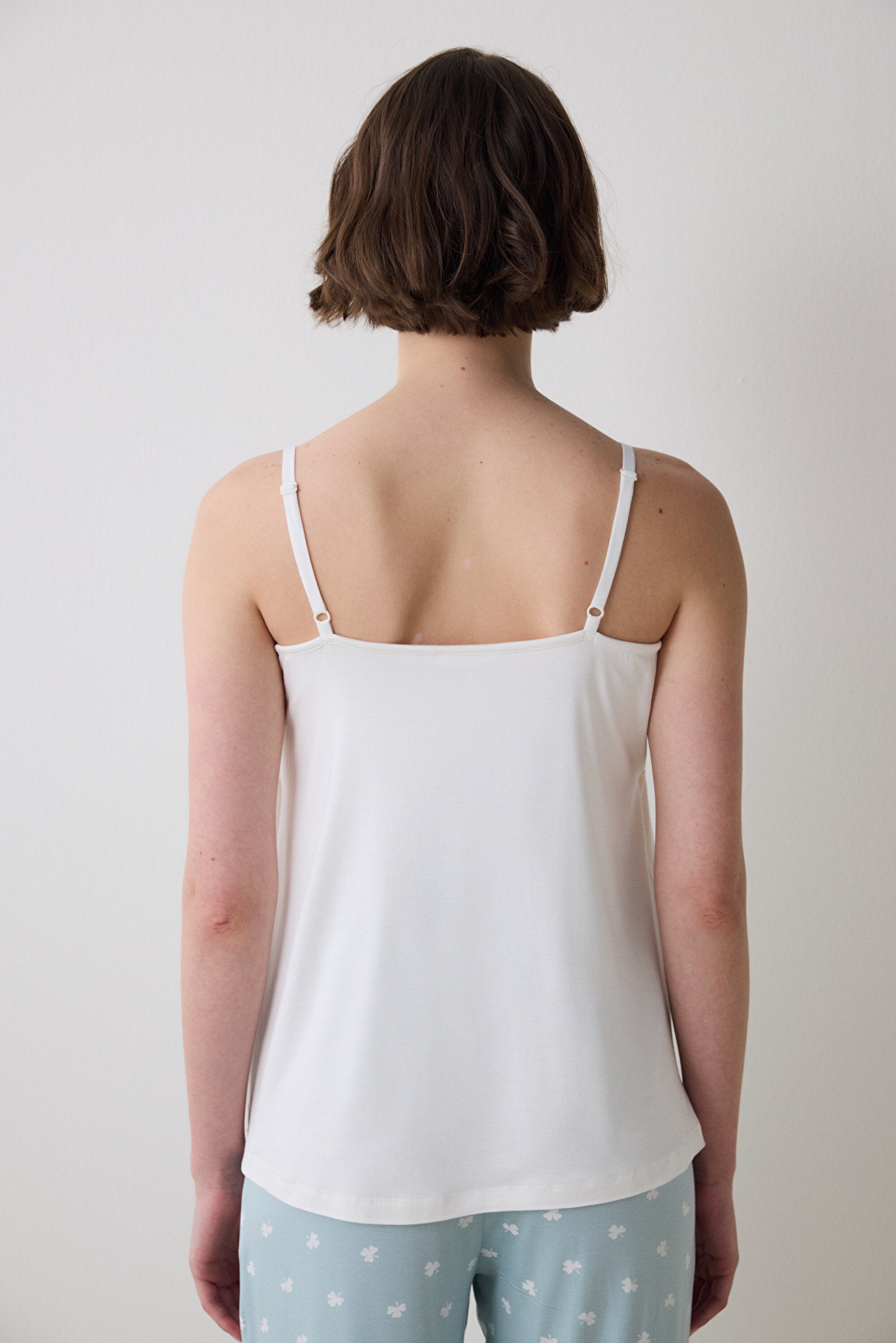 Mama Solid Off White Tank Top Pajama Top