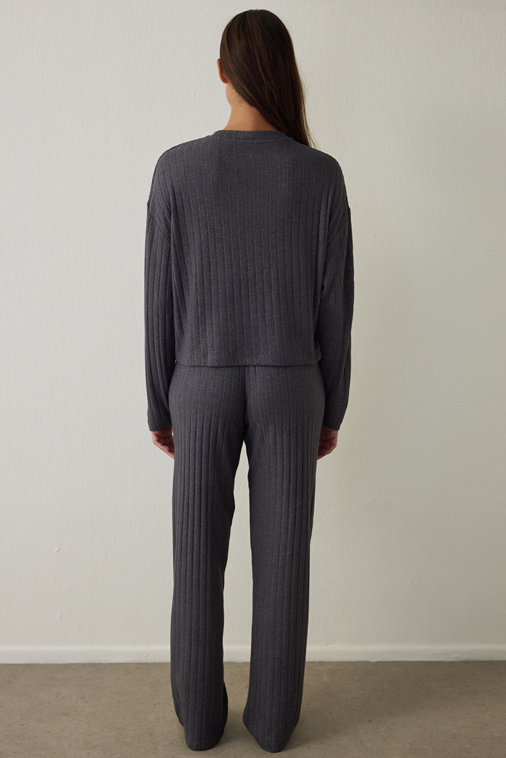 Anthracite Kuromi Print Boat Neck Long Sleeve Pajama Set