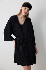 Fleur Black Dressing Gown - Penti Loves Paris Collection