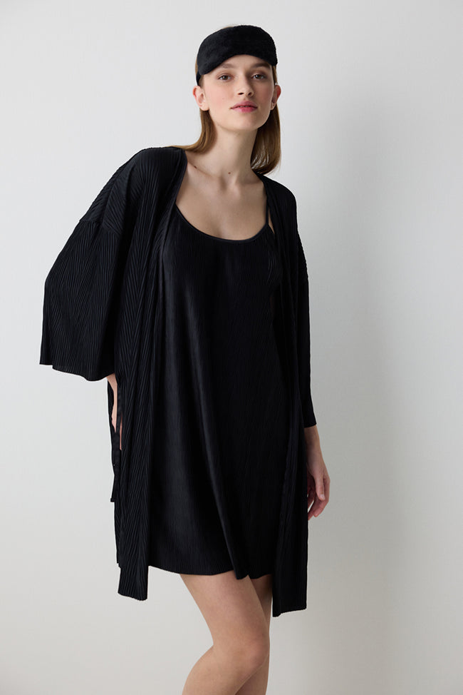 Fleur Black Dressing Gown - Penti Loves Paris Collection Main Image