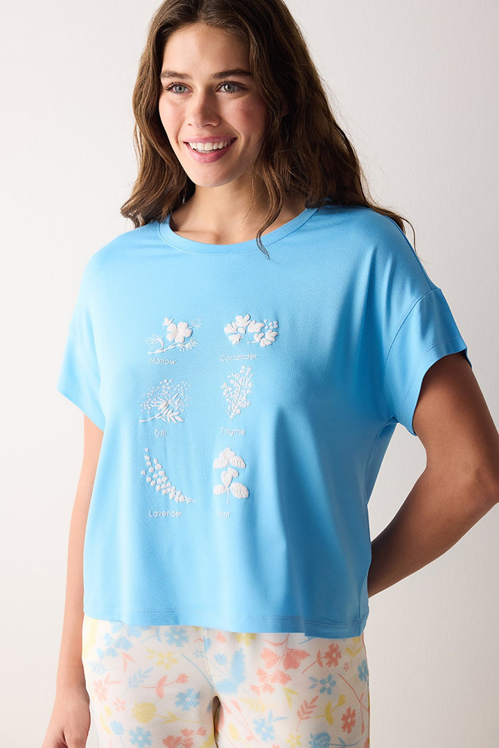 Hannah Blue T-Shirt Pajama Top