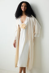 Roses Satin Cream Nightgown