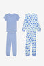 Girls Blue Roses 2-Piece Multicolored Pajama Set