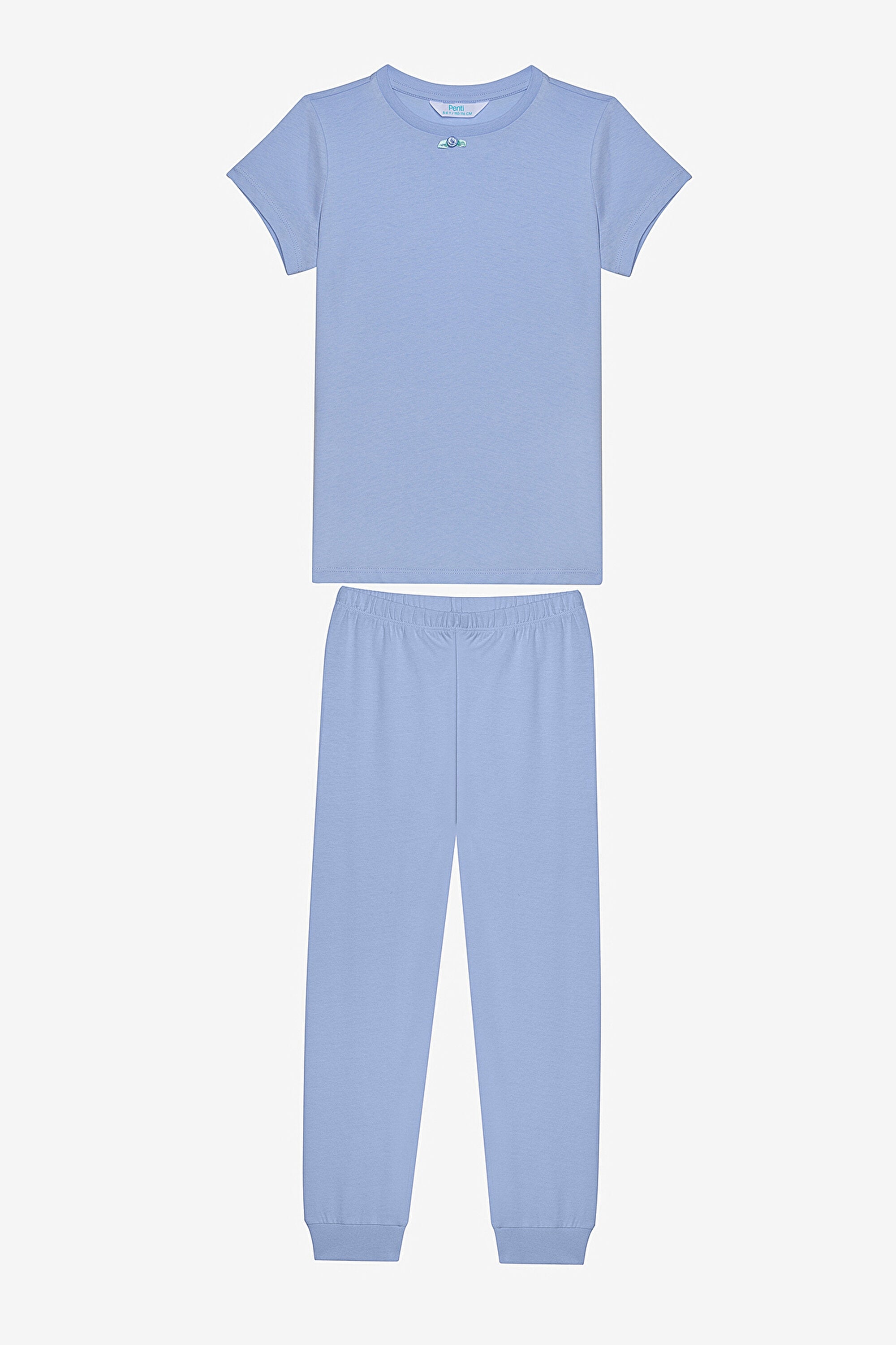 Girls Blue Roses 2-Piece Multicolored Pajama Set