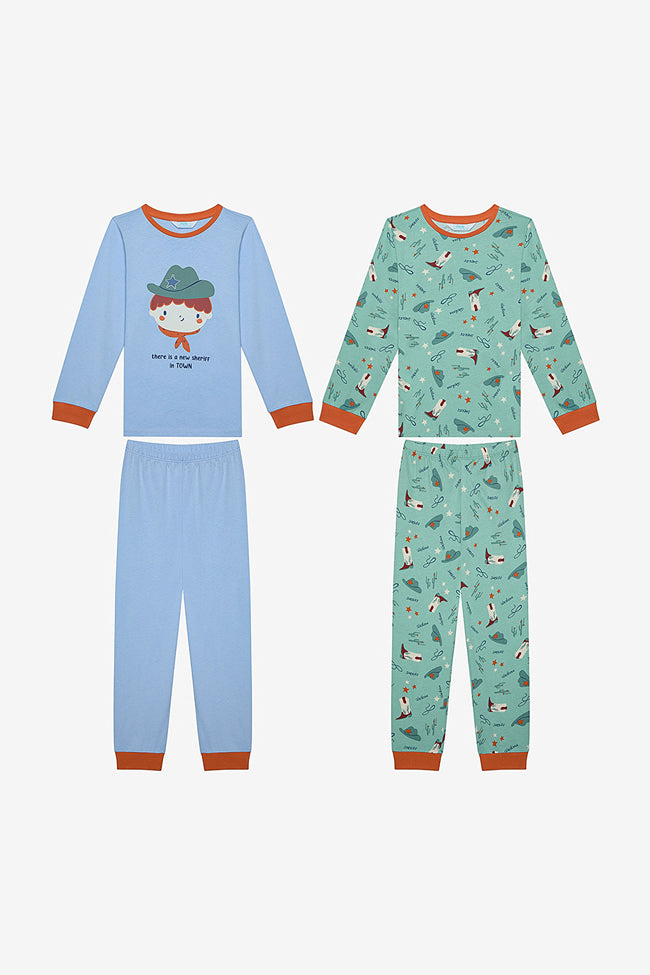Boy New Sheriff 2-Piece Multicolored Pajama Set Hover Image