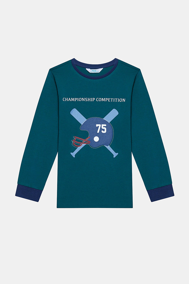 Cotton Boys Baseball 2-Piece Multicolored Pajama Set Main Image