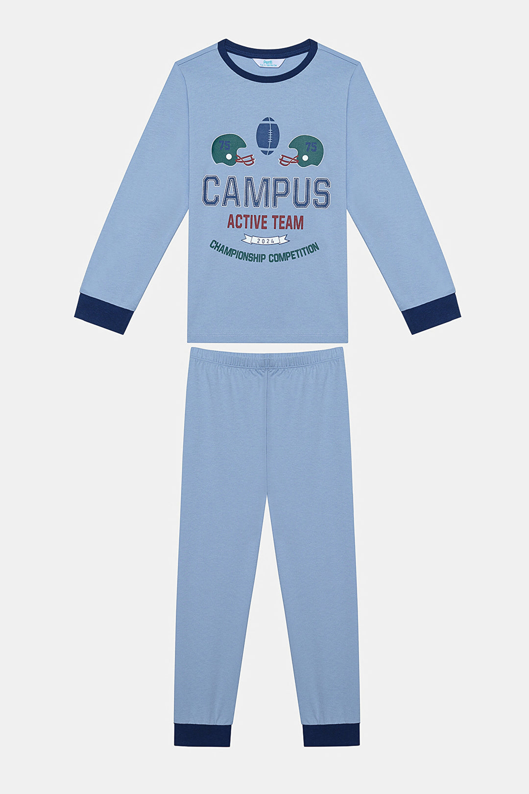 Cotton Boys Baseball 2-Piece Multicolored Pajama Set