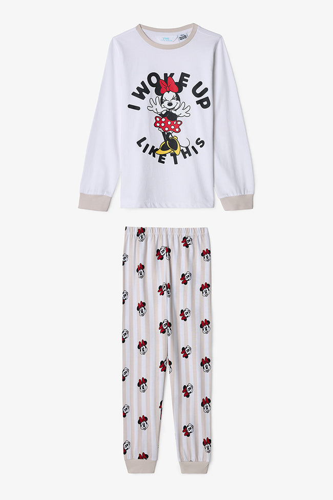 Optic White Girls Minnie Mouse Cotton Long Sleeve 2-Piece Pajama Set Hover Image