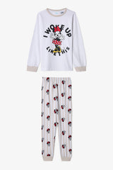Optic White Girls Minnie Mouse Cotton Long Sleeve 2-Piece Pajama Set
