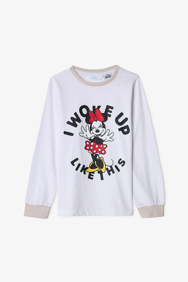 Optic White Girls Minnie Mouse Cotton Long Sleeve 2-Piece Pajama Set Main Image