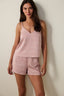 Dusty Rose Emma Satin Zebra Patterned V-Neck Shorts Pajama Set