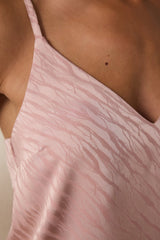 Dusty Rose Emma Satin Zebra Patterned V-Neck Shorts Pajama Set