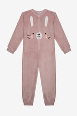 Girl Bunny Dusty Rose Pink Jumpsuit