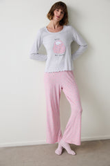 Light Pink Not Today Floral Pajama Bottoms