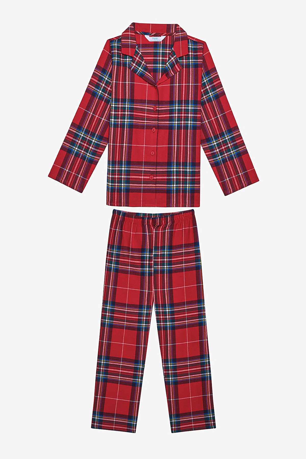 Cotton Unisex Kids Red Plaid Fam Red Shirt Pajama Set