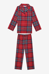 Cotton Unisex Kids Red Plaid Fam Red Shirt Pajama Set