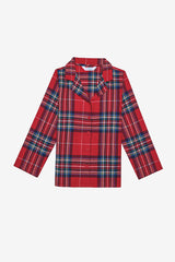 Cotton Unisex Kids Red Plaid Fam Red Shirt Pajama Set