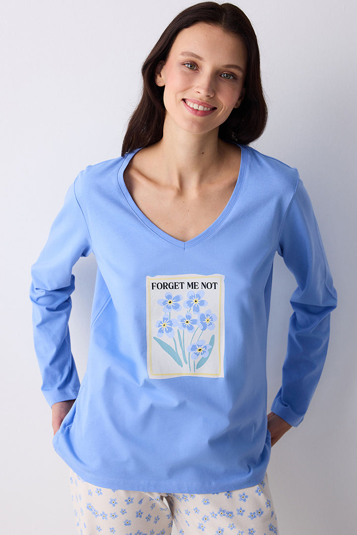 Forget Me Not Blue Pants Pajama Set