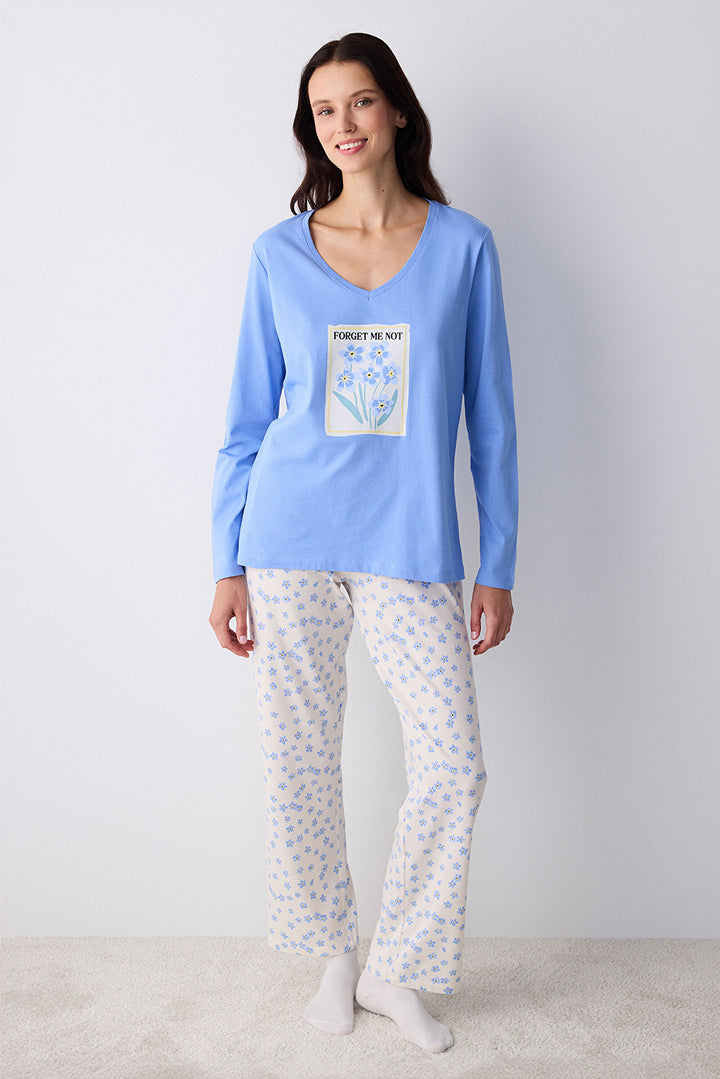 Forget Me Not Blue Pants Pajama Set