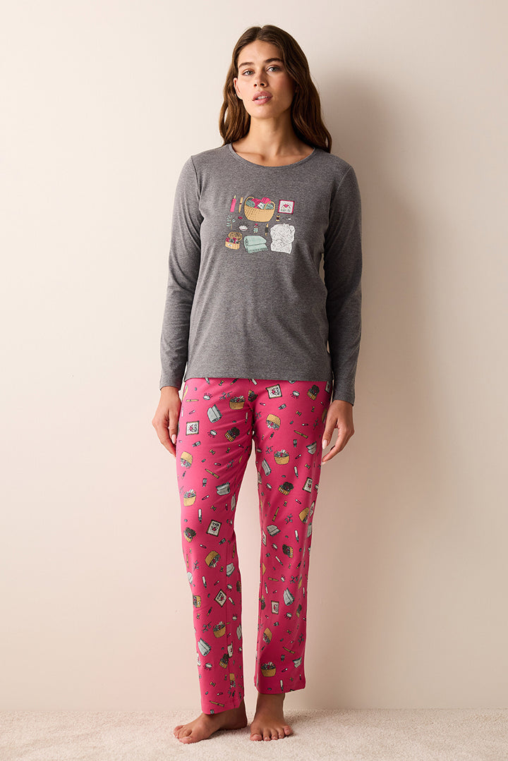 Cozy Multicolored Pants Pajama Set