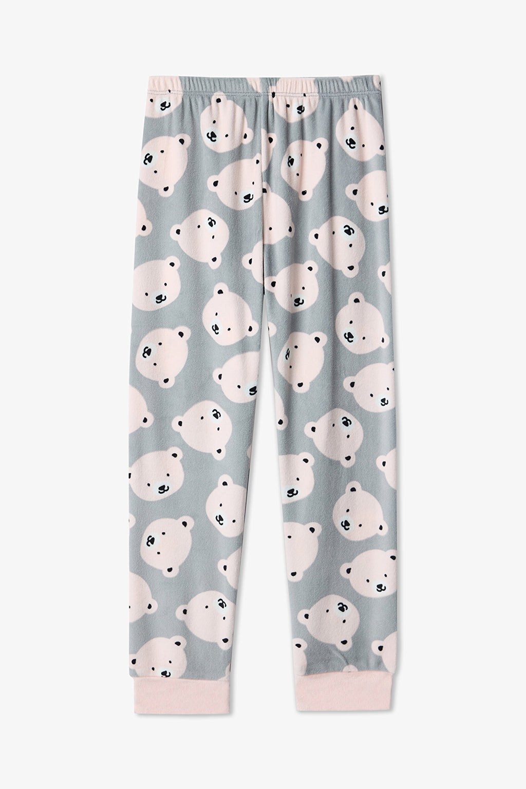 Grey Girls Pajama Set with Bear Pattern