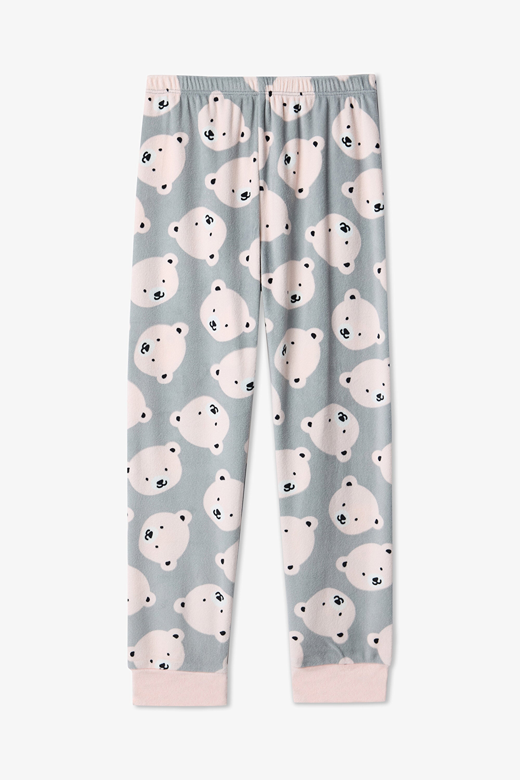 Grey Girls Pajama Set with Bear Pattern