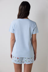 Floral Shorts Light Blue Pajama Set